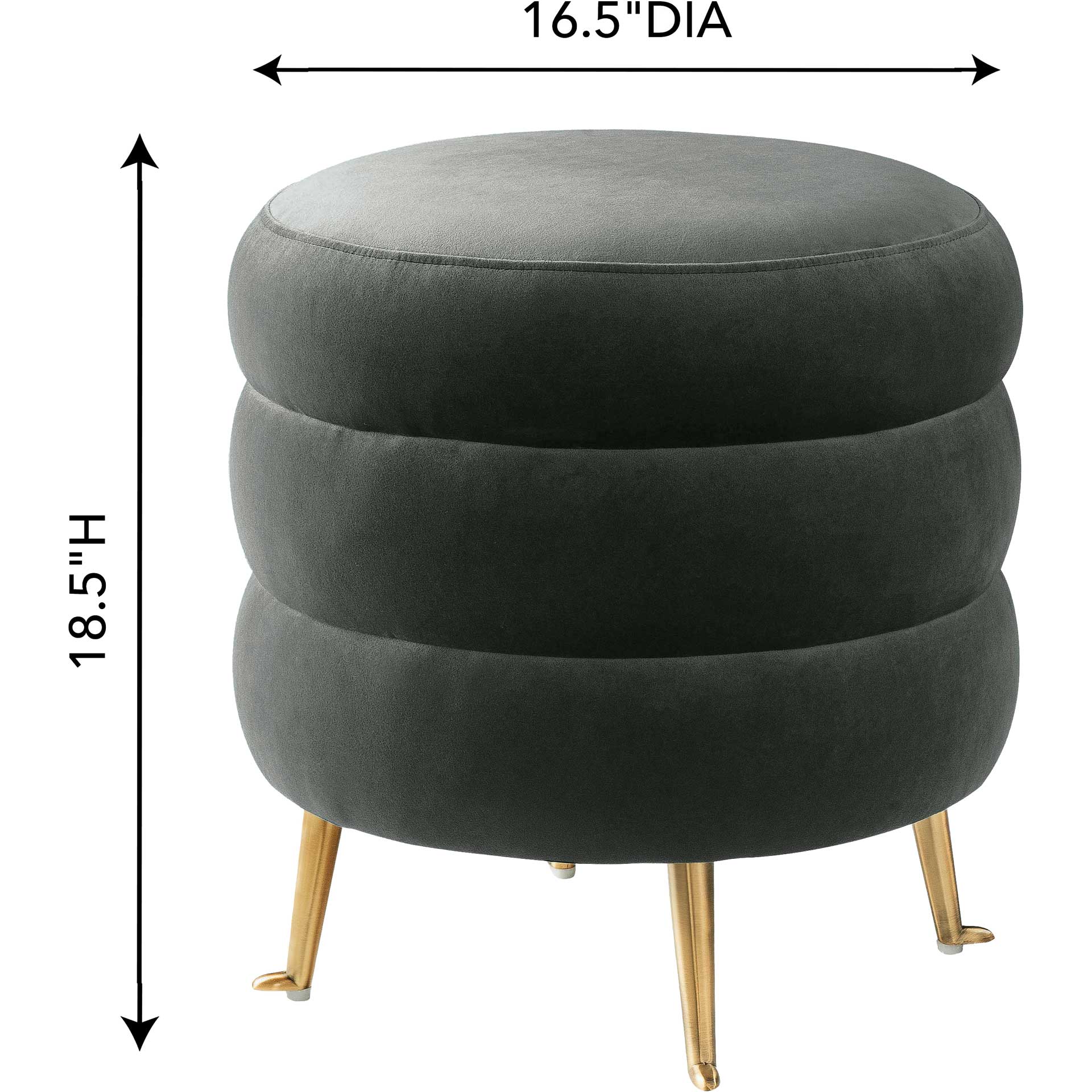 Lamar Velvet Ottoman Gray