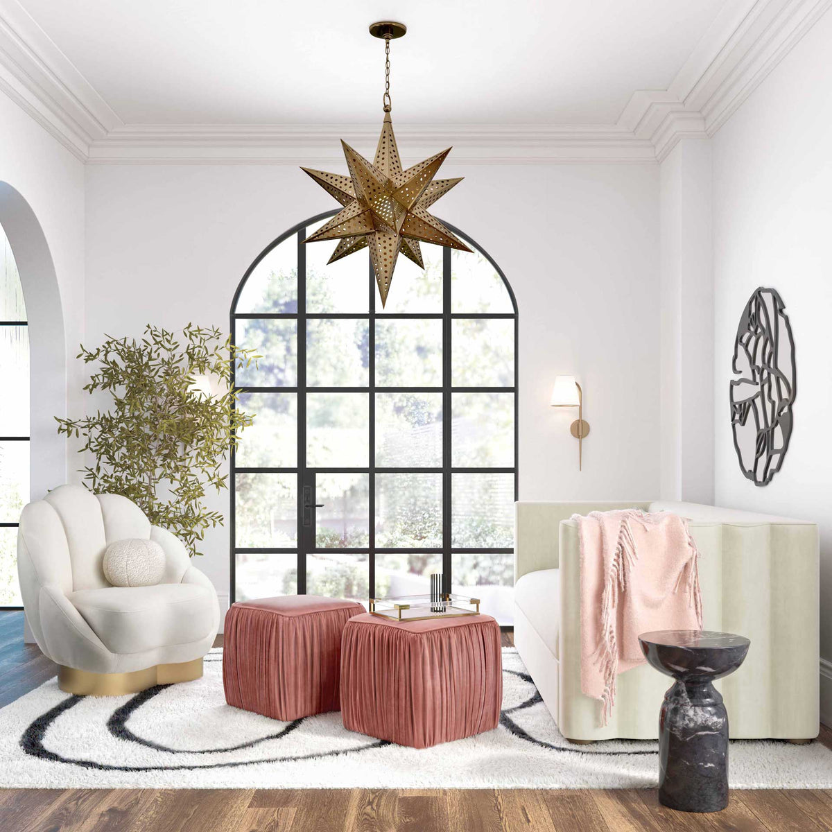 Moshe Pleated Ottoman Mauve