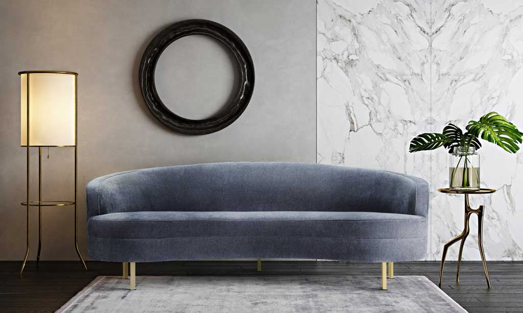 Bagneux Velvet Sofa Gray
