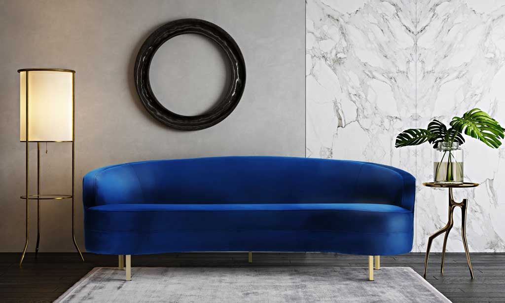 Bagneux Velvet Sofa Navy