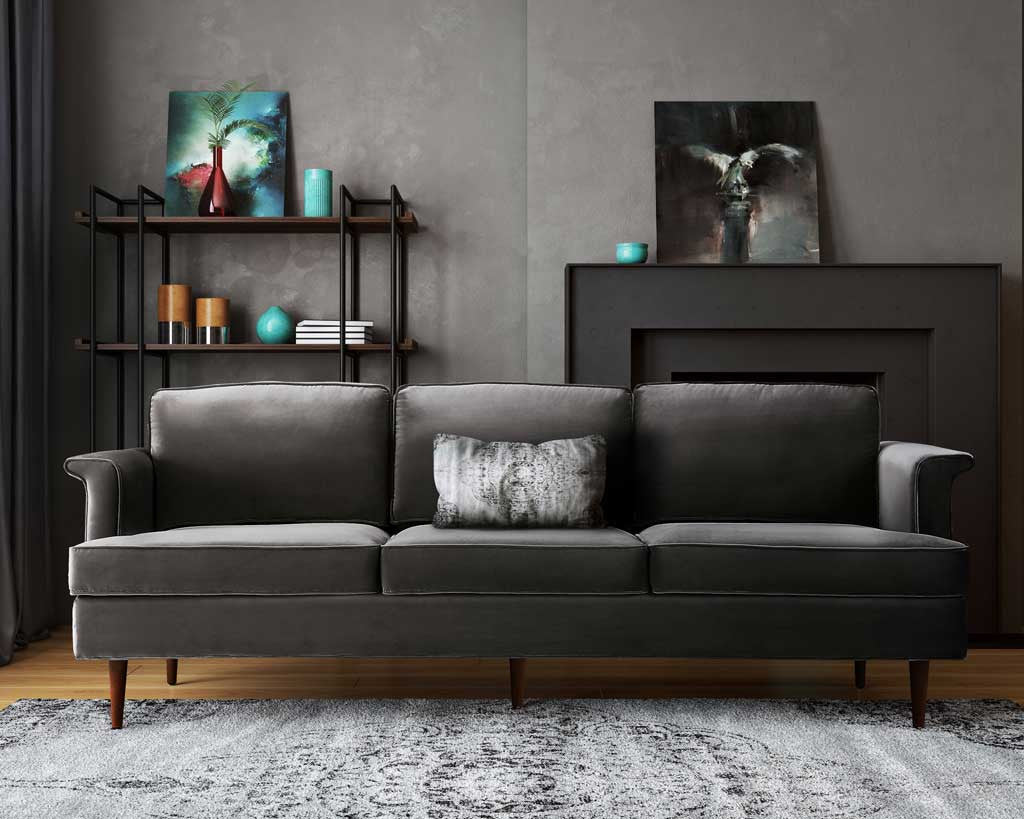 Pessac Velvet Sofa Gray
