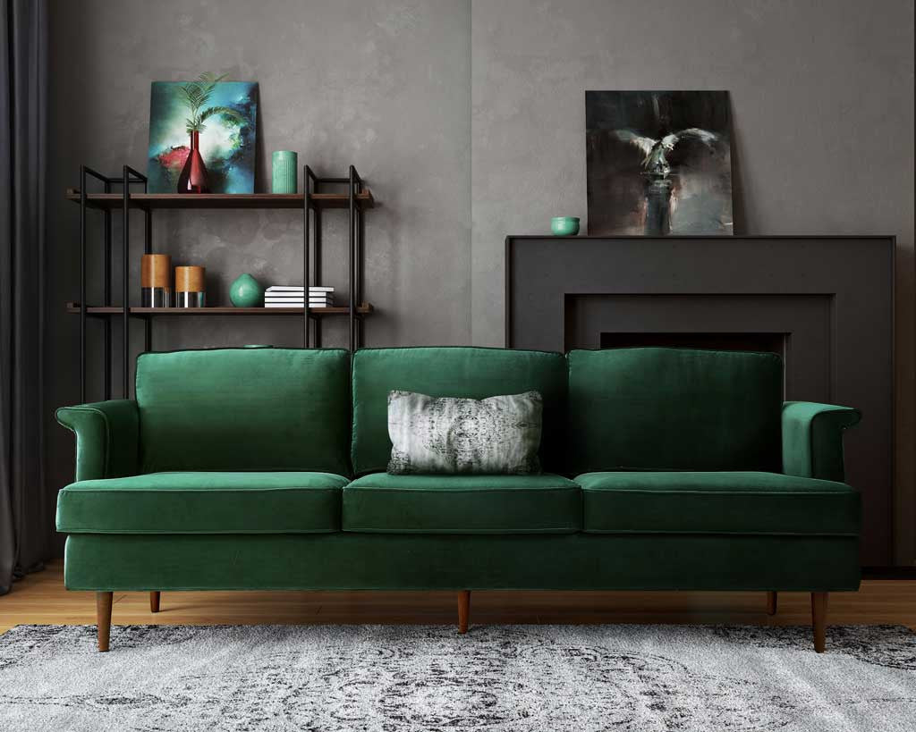 Pessac Velvet Sofa Forest Green