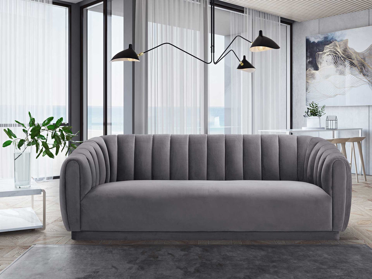 Arnold Velvet Sofa Gray