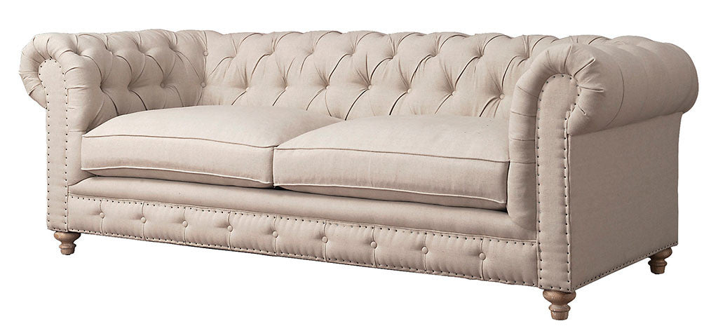 Oxby Beige Linen Sofa