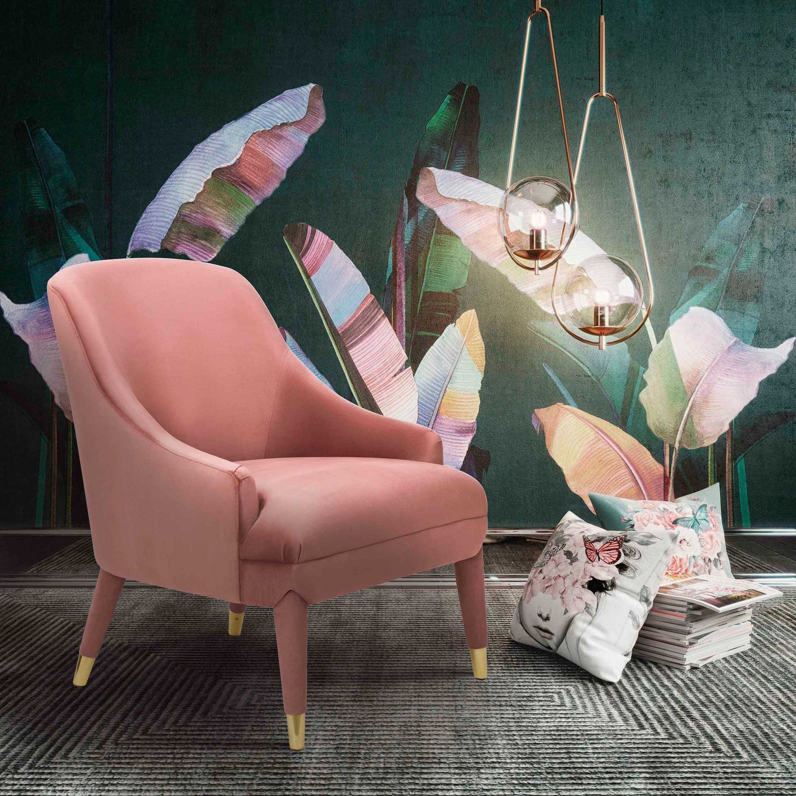 Orion Velvet Chair Dusty Rose