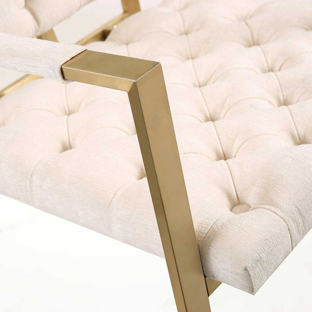 Essex Cream Velvet Chair Gold