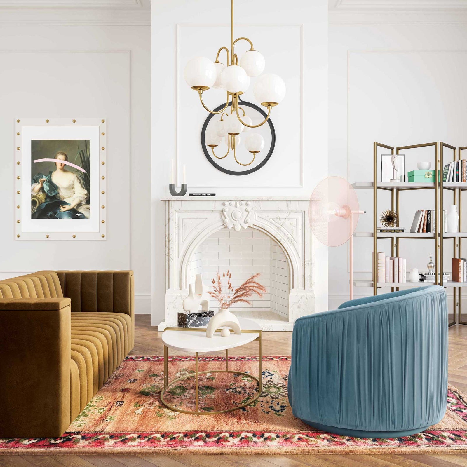 Lodi Pleated Swivel Chair Blue