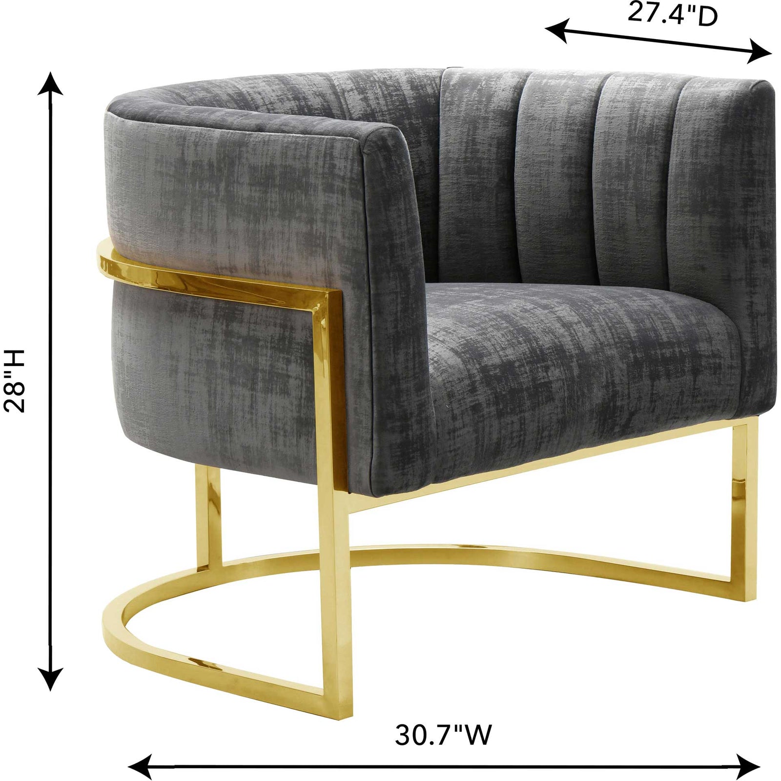 Maddison Slub Chair Gray/Gold