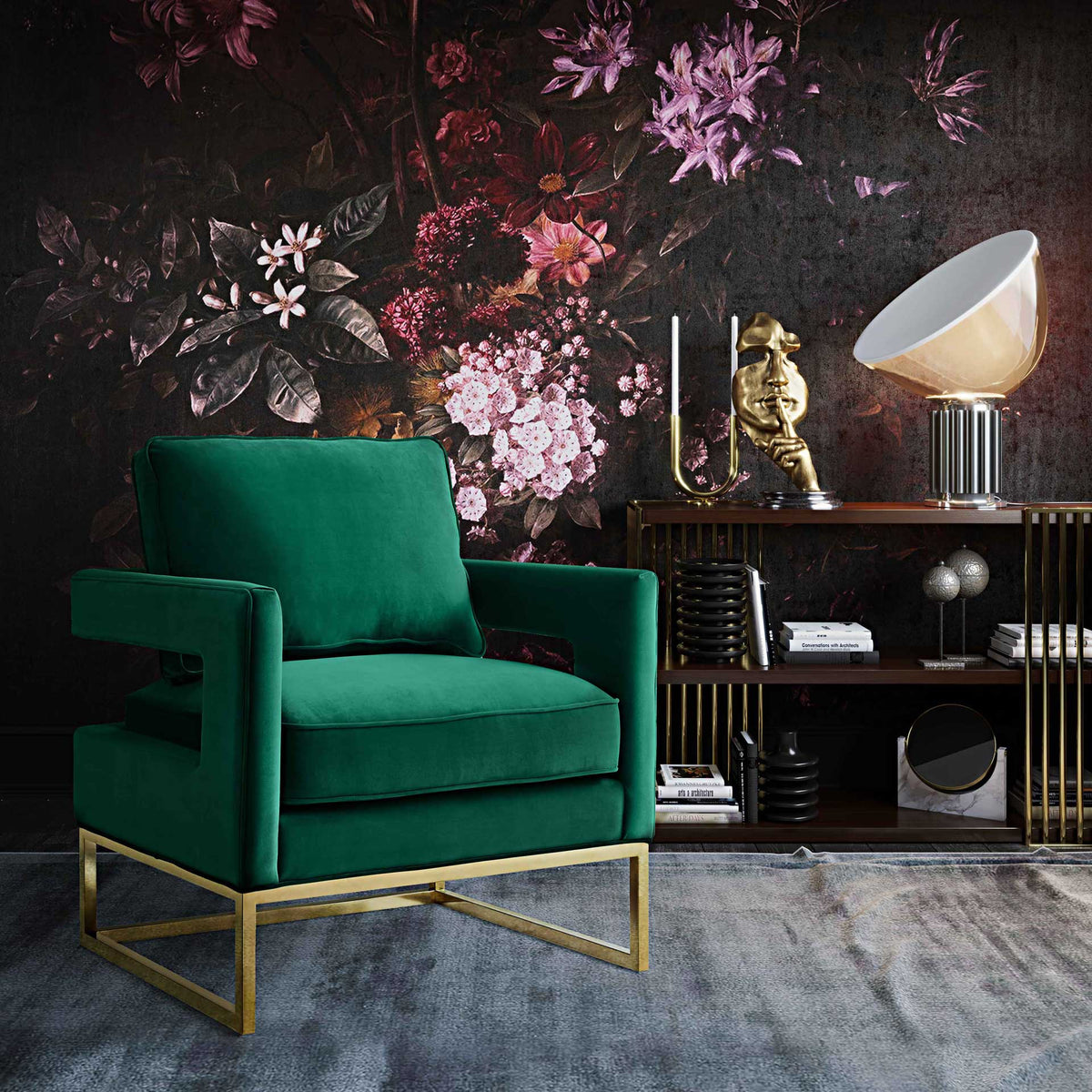 Alex Velvet Chair Green