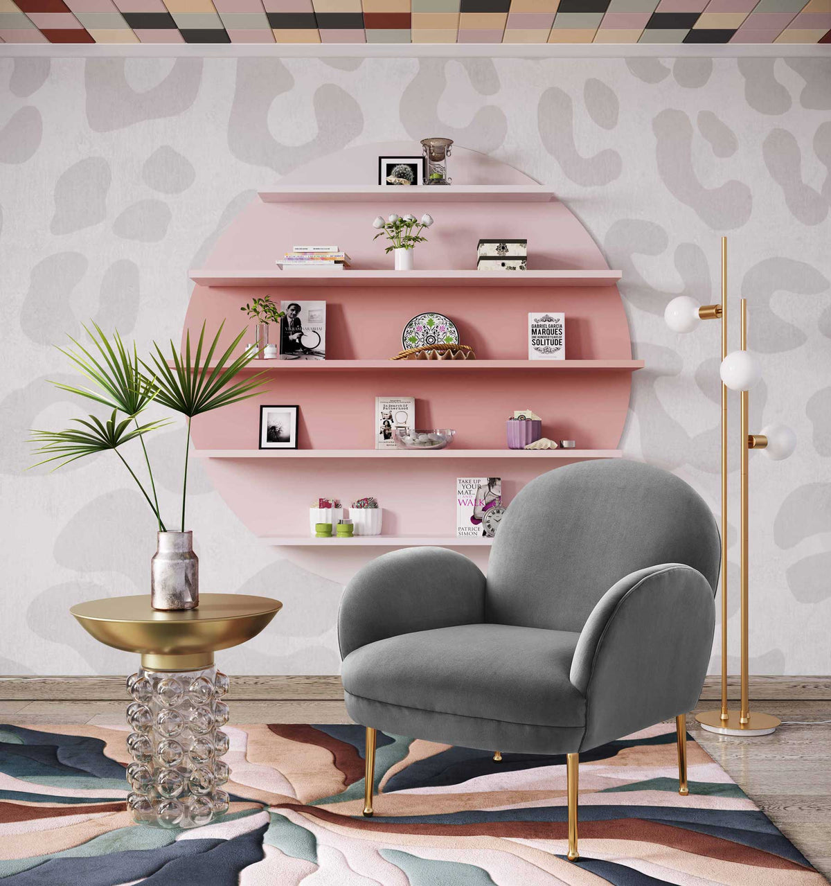 Grimson Velvet Chair Gray