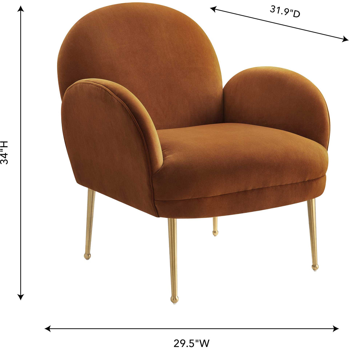 Grimson Velvet Chair Cognac