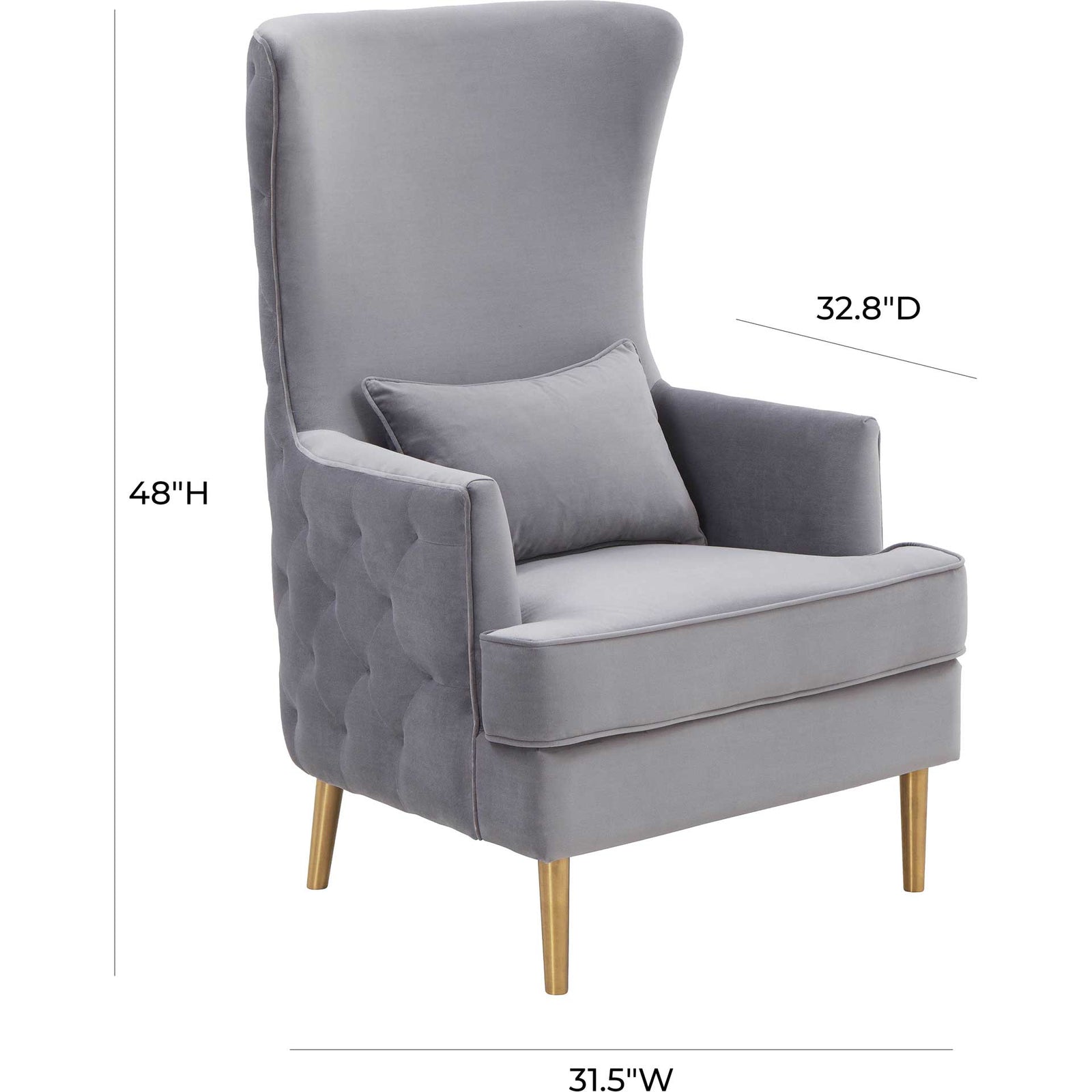 Alaia Tall Tufted Back Chair Gray