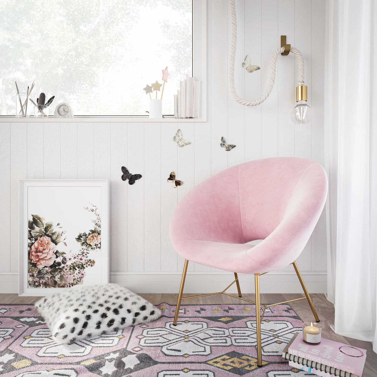 Noely Velvet Chair Blush
