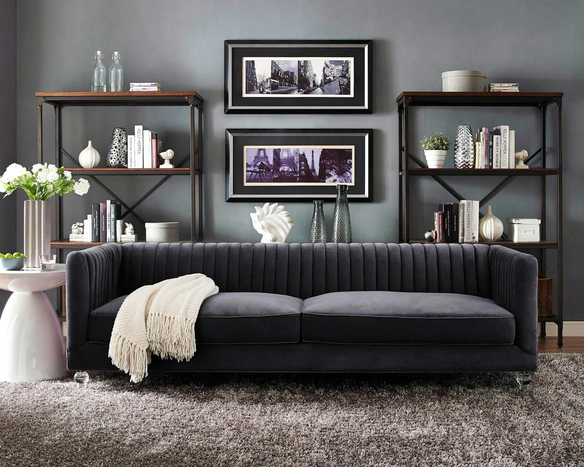 Aviate Velvet Sofa Gray
