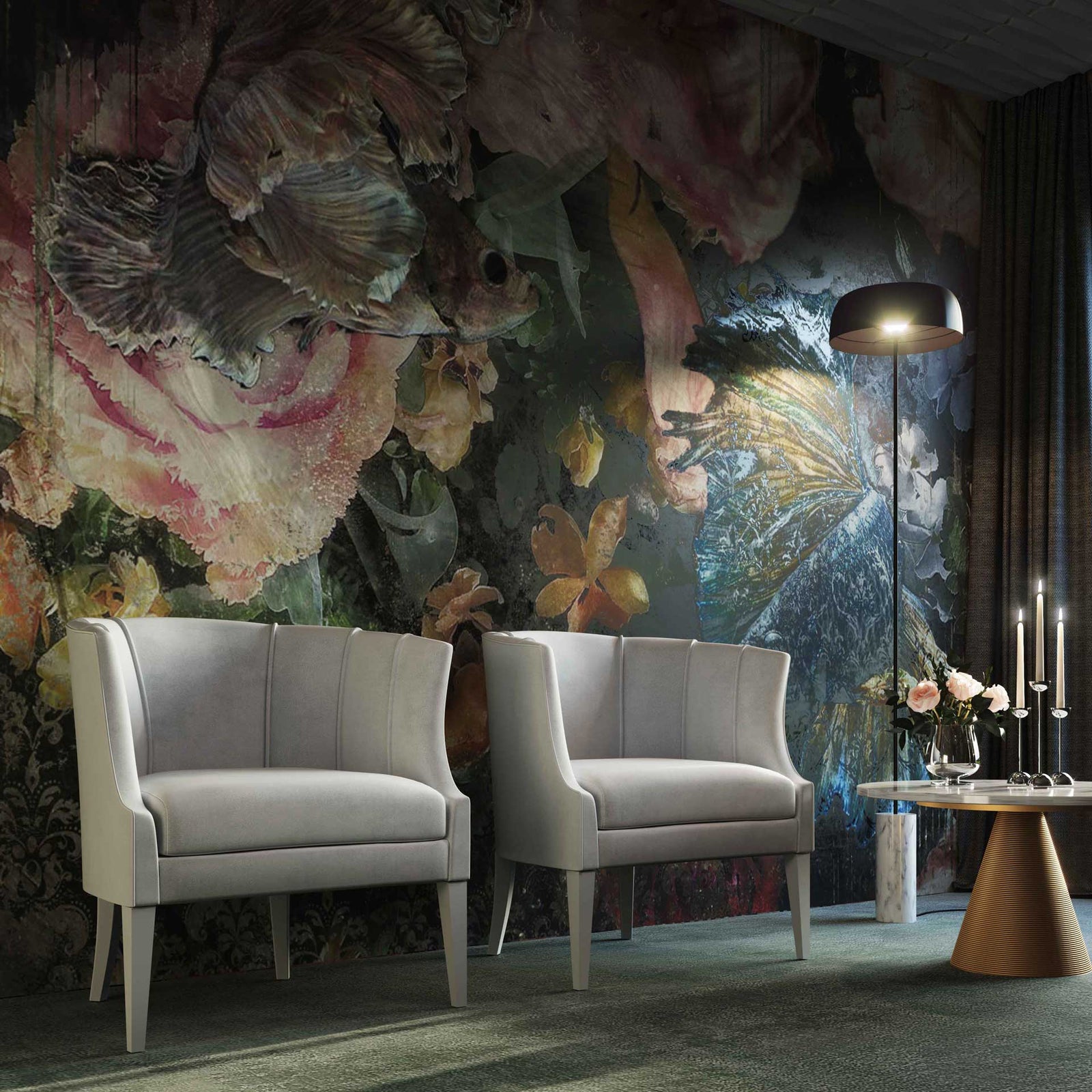 Tucker Velvet Chair Gray