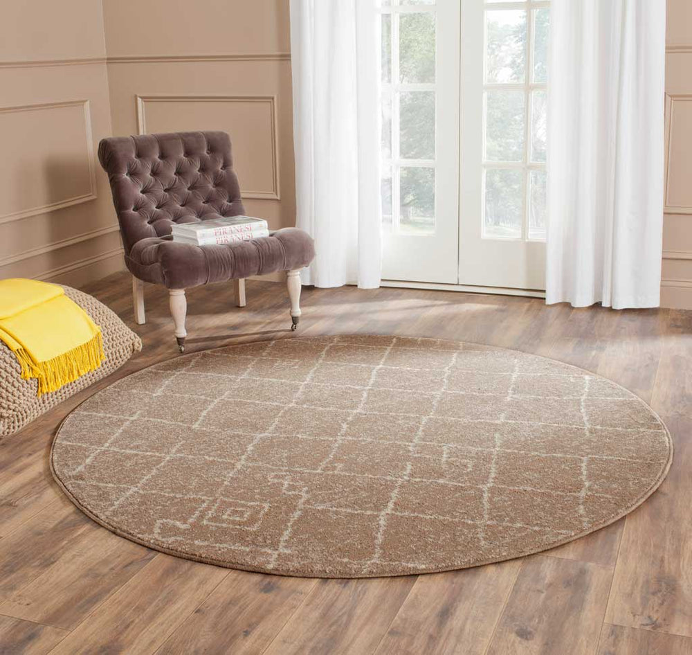 Tunisia Brown Round Rug - Froy.com