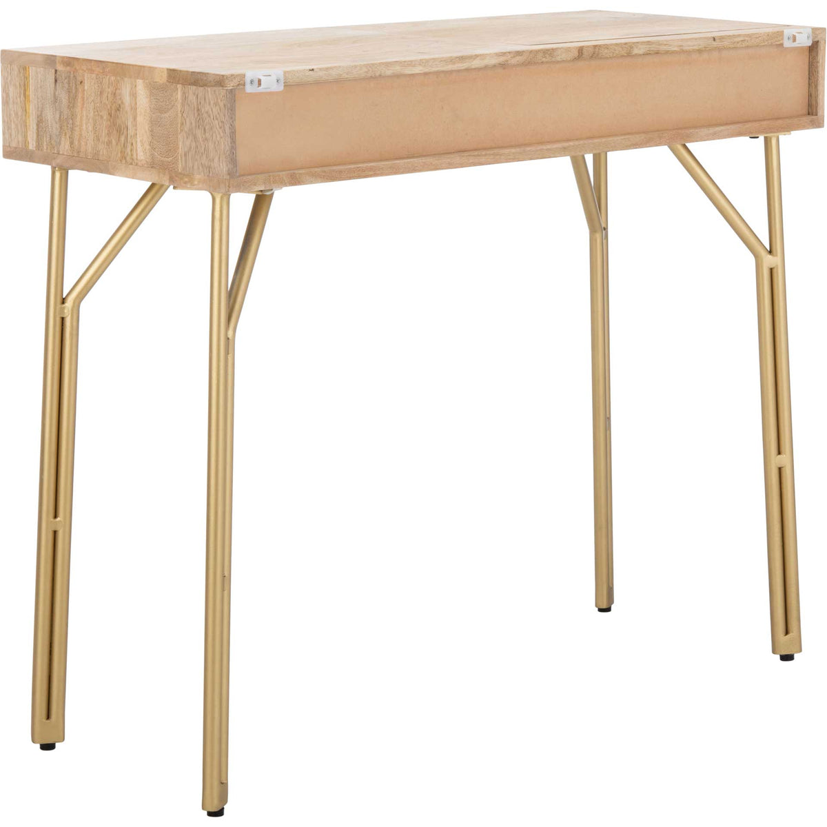 Lian 2 Drawer Vanity With Mirror Natural/Brass