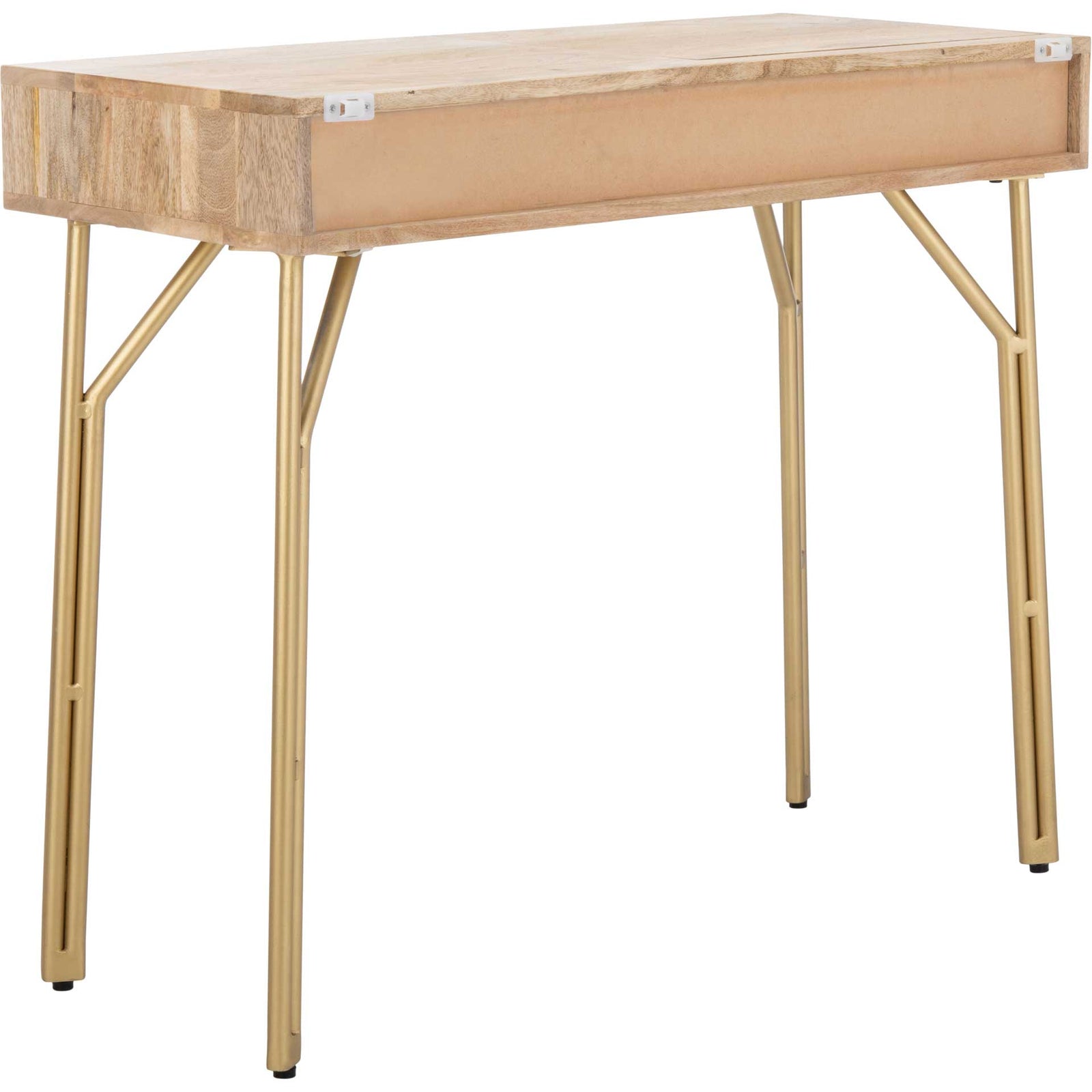 Lian 2 Drawer Vanity With Mirror Natural/Brass