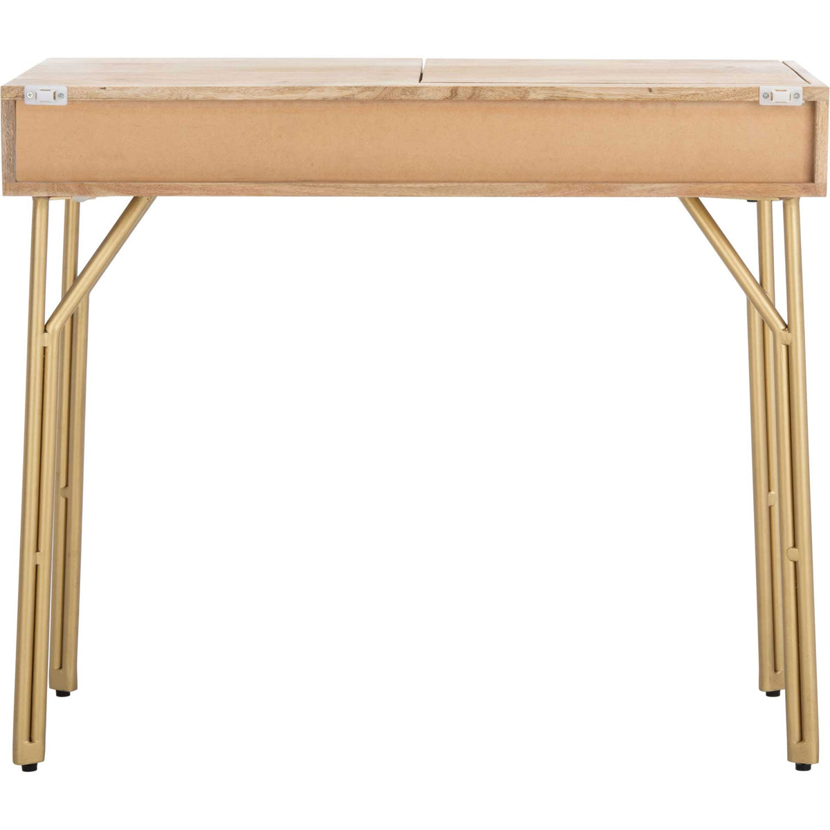 Lian 2 Drawer Vanity With Mirror Natural/Brass