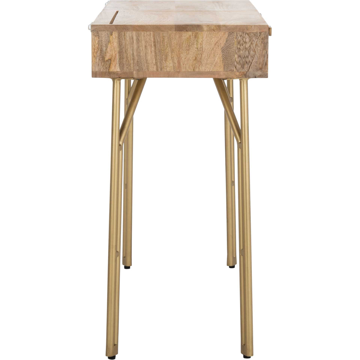 Lian 2 Drawer Vanity With Mirror Natural/Brass