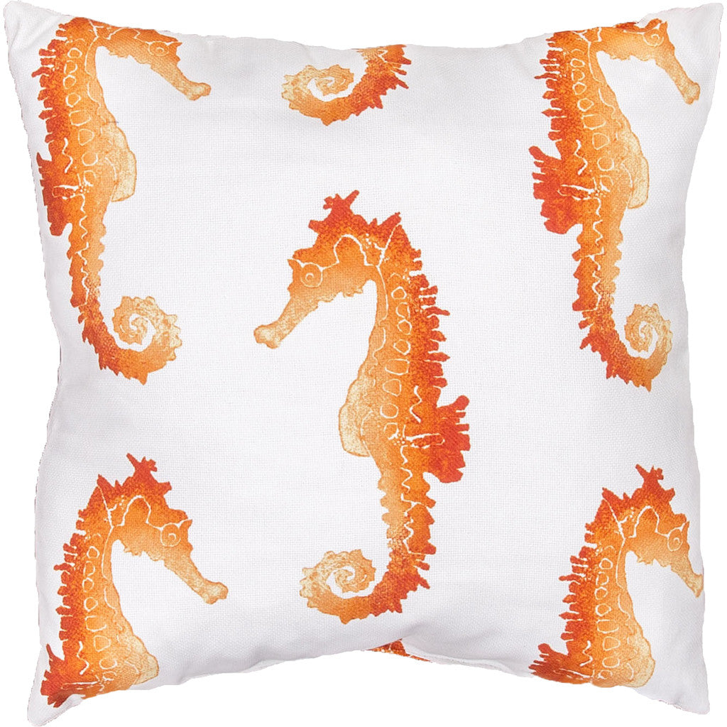 Veranda Odl Seahorse Bright White/Spicy Orange Pillow