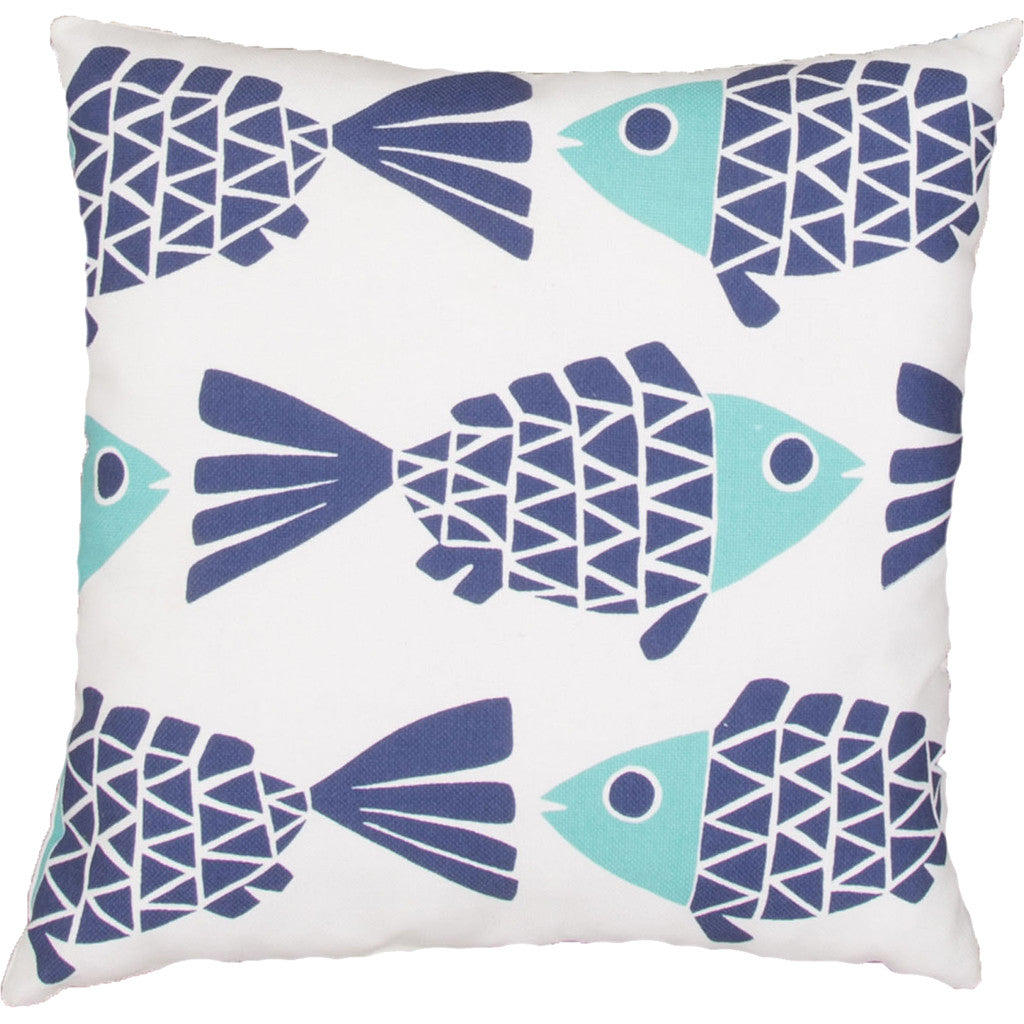 Veranda Odl Go Fish Cloud Dancer/Bijou Blue Pillow