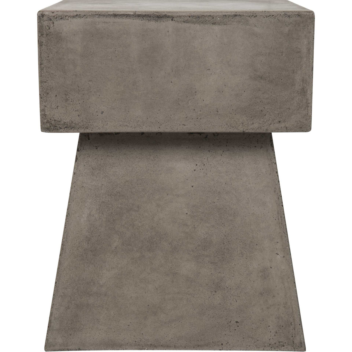 Dark gray concrete accent table balances a substantial block top on a tapered pedestal || VNN1000A || front_studio