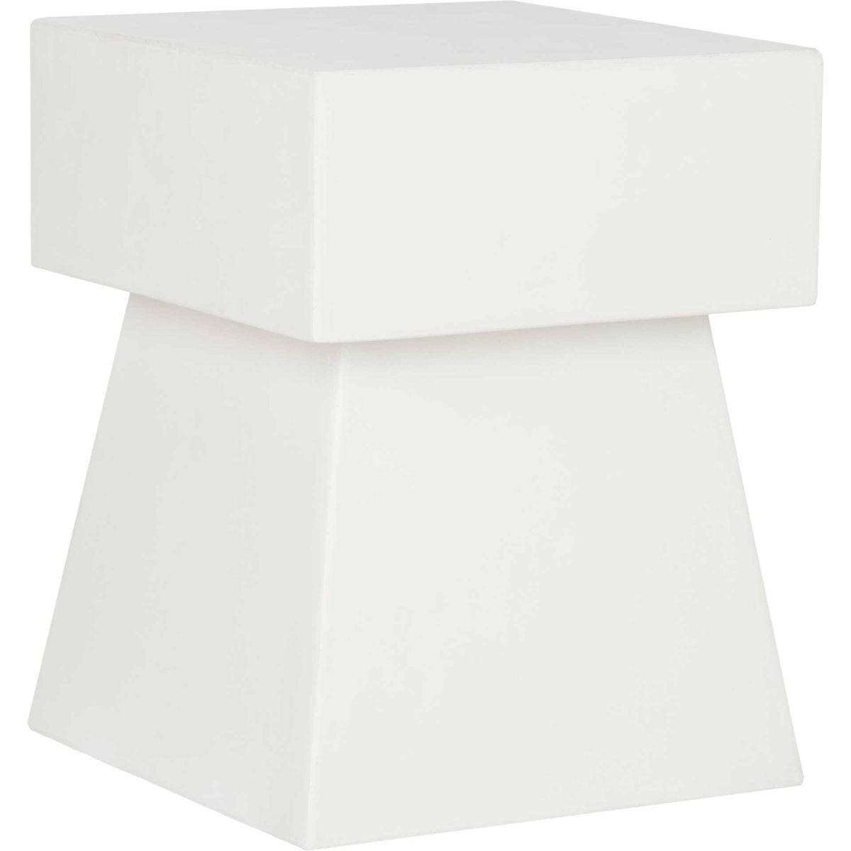 Ivory concrete table pairs a broad square top with a flared, sculptural base || VNN1000B || front_angle_studio