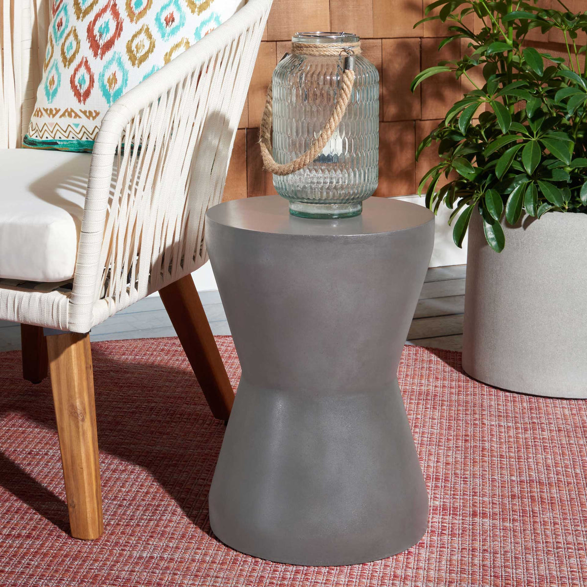 Toan Modern Concrete Accent Table Dark Gray