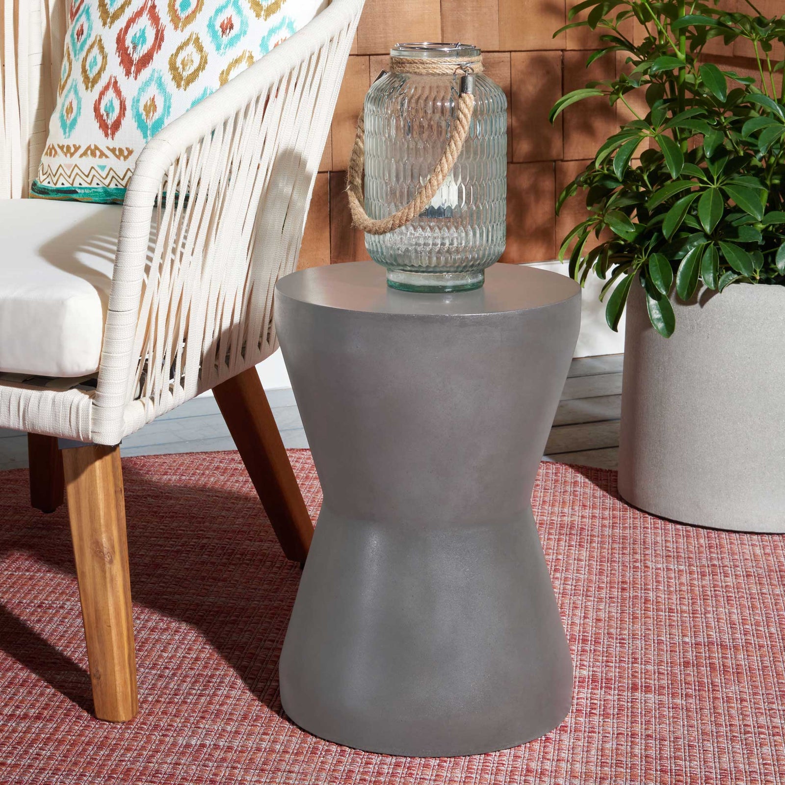 Toan Modern Concrete Accent Table Dark Gray