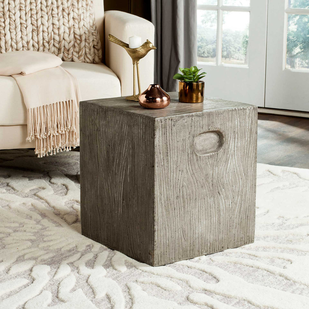 Cursten Modern Concrete Accent Table Dark Gray