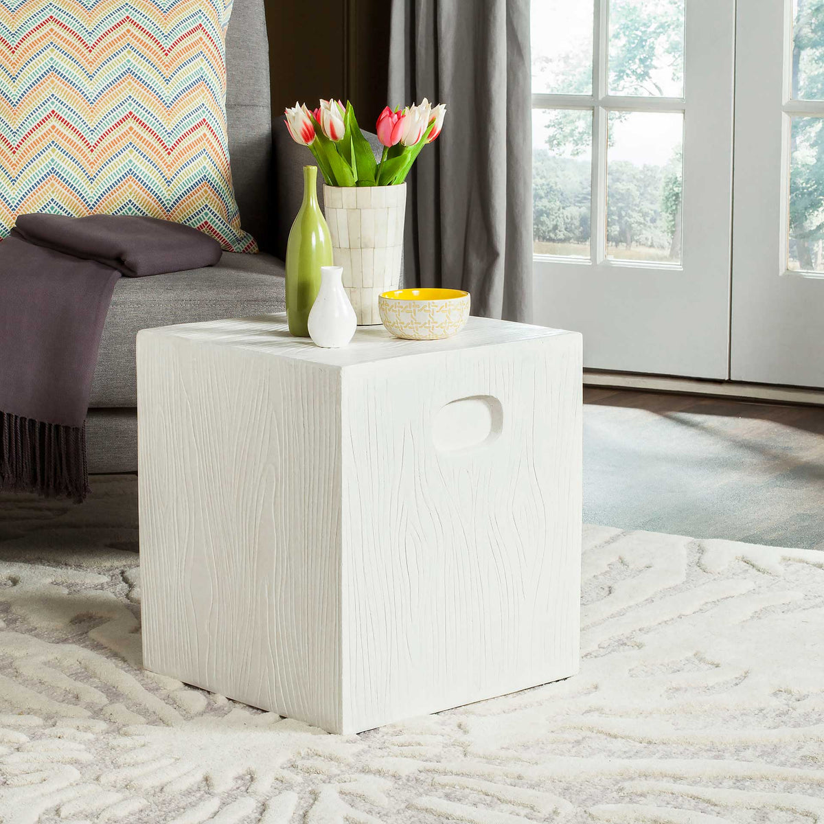 Cursten Modern Concrete Accent Table Ivory