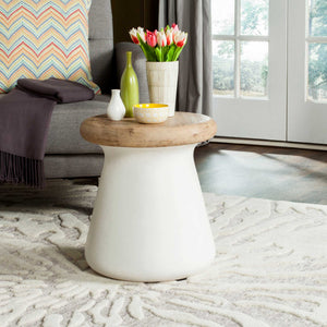 Burgess Modern Concrete Round Accent Table Ivory
