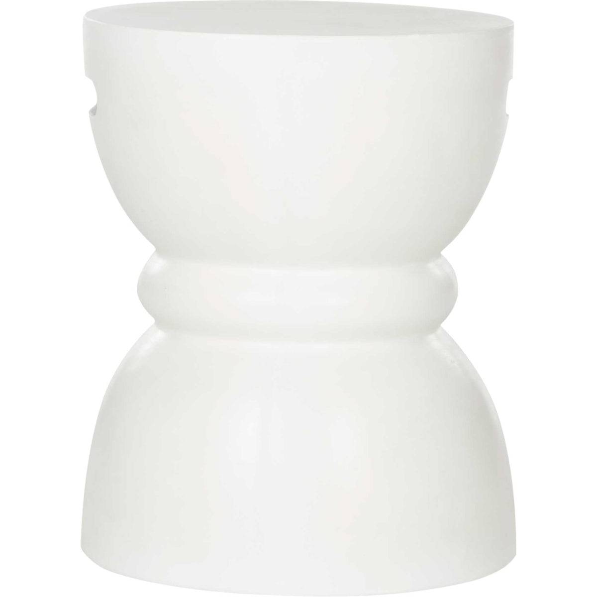 Ivory concrete accent table pairs a smooth round top with a cinched waist and flared base || VNN1006B || front_studio