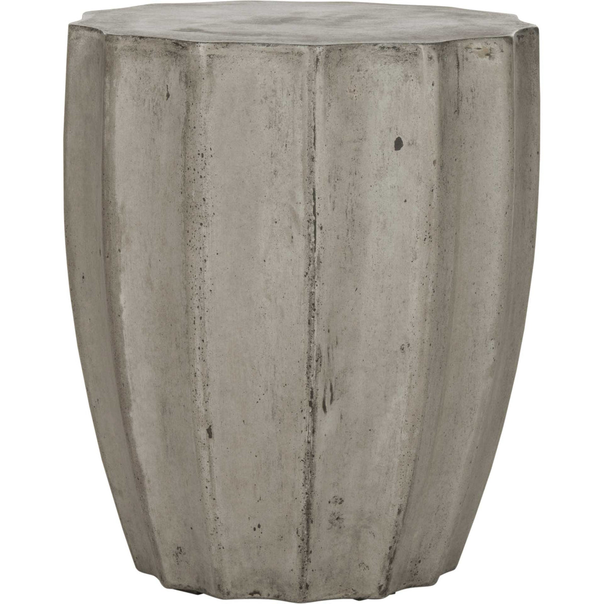 Textured concrete sides curve toward a narrow base on this dark gray accent table || VNN1010A || side_studio