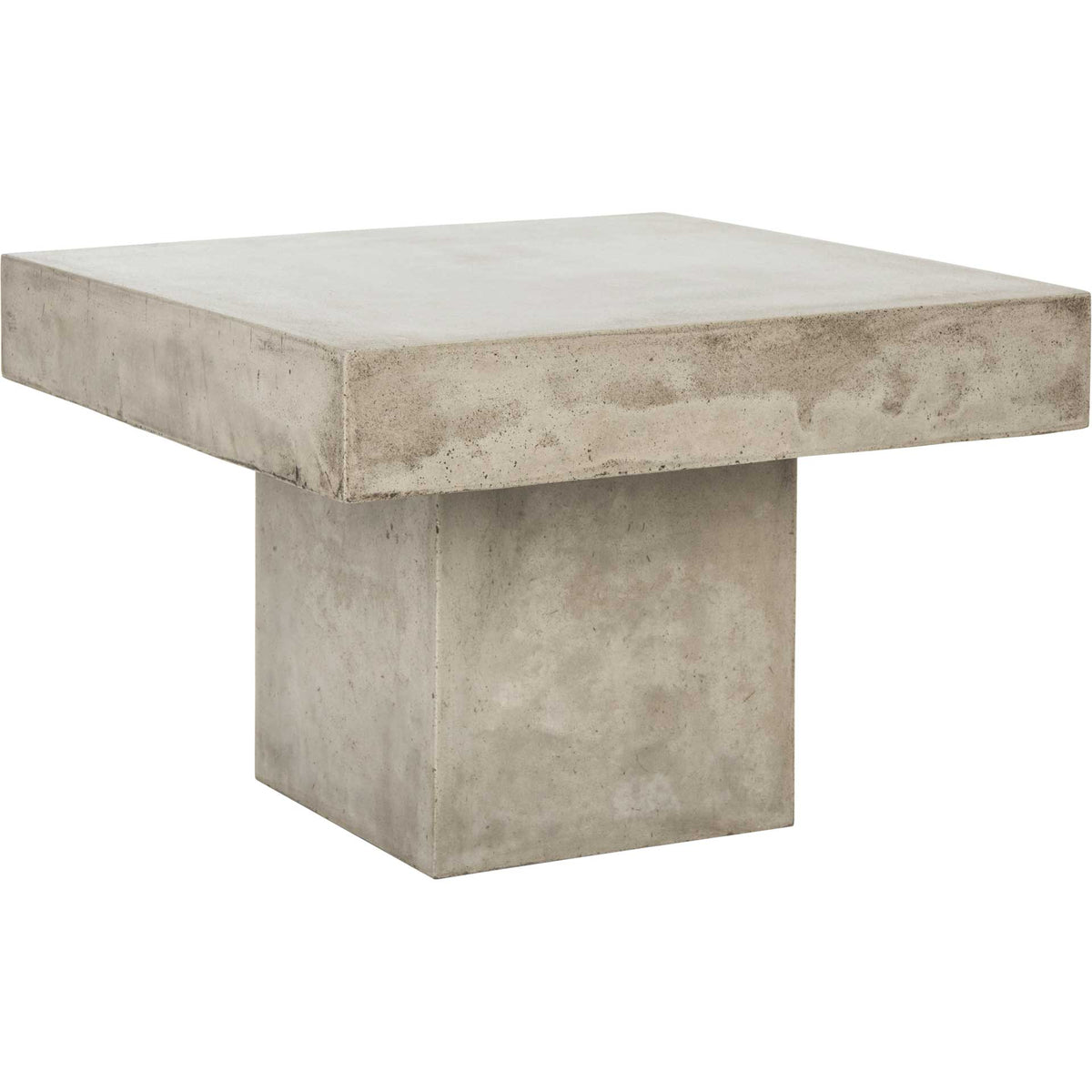 A thick concrete top rests on a block pedestal for a bold, modern coffee table. || VNN1016A || front_angle_studio