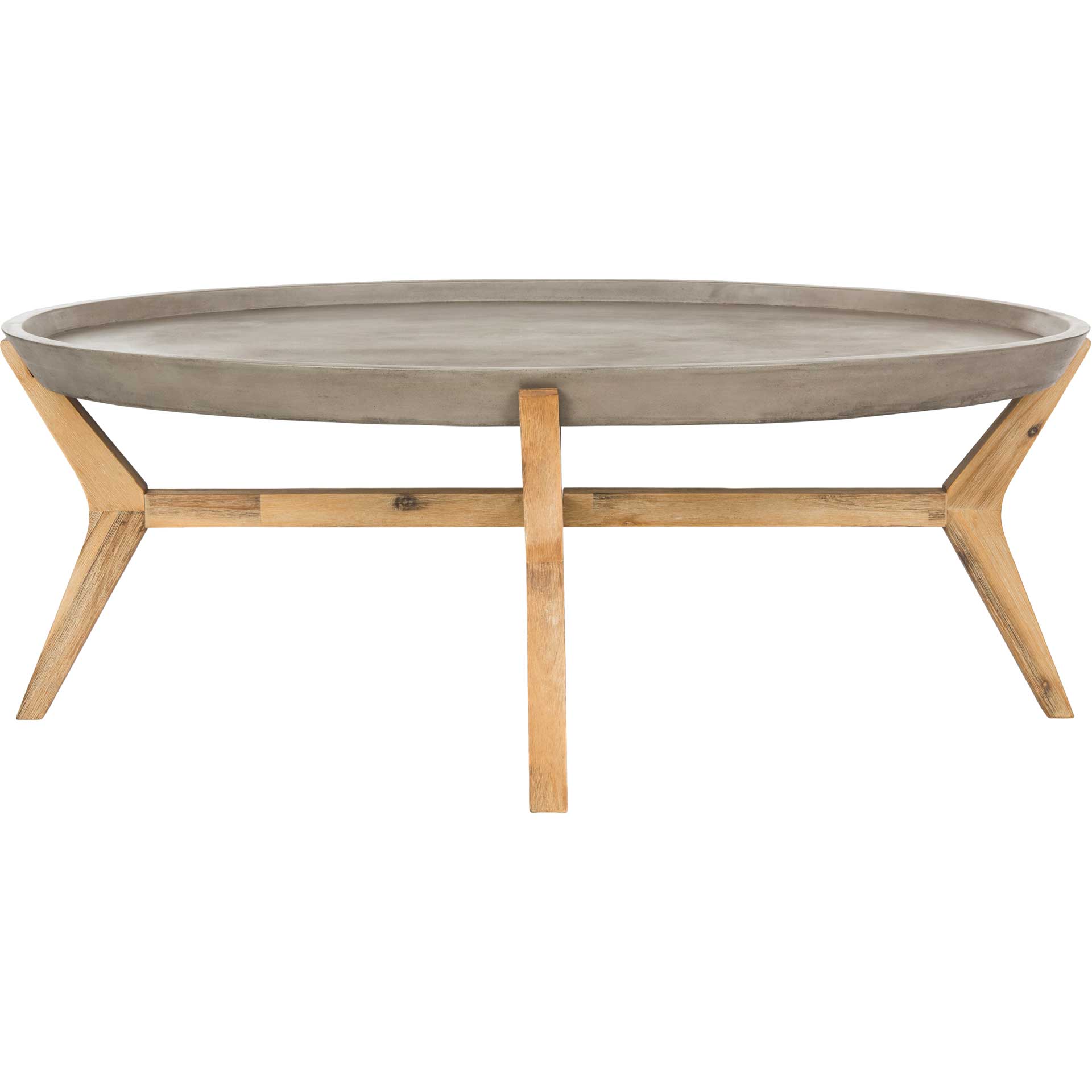 Hagan Modern Concrete Oval Coffee Table Dark Gray