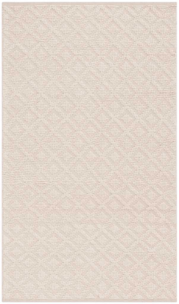 A compact rectangular rug pairs a serene ivory hue with delicate, tonal diamonds.