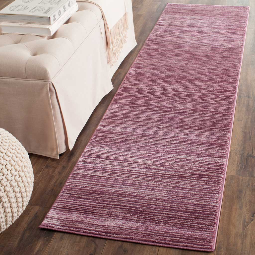 Grape-toned runner lends rich color and delicate linear texture to a living area