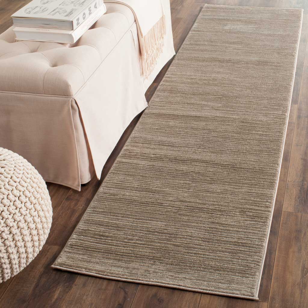 Light brown runner brings warm color and refined texture to wood flooring