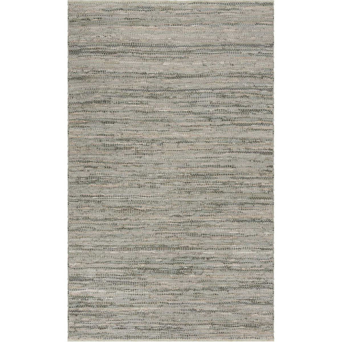 Handwoven gray rug with fine cream flecks and horizontal woven lines