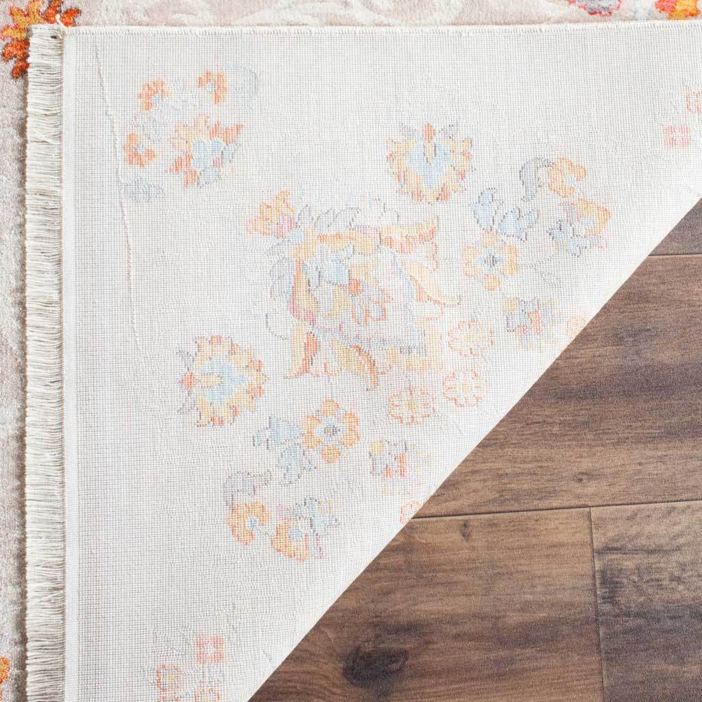 Light cotton backing reveals a faint echo of the colorful flower pattern