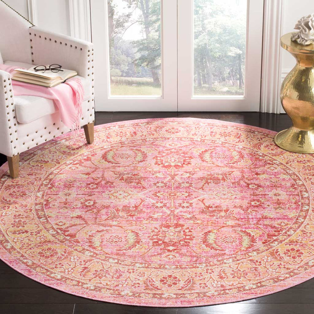 Windsor Pink/Orange Round Rug - Froy.com