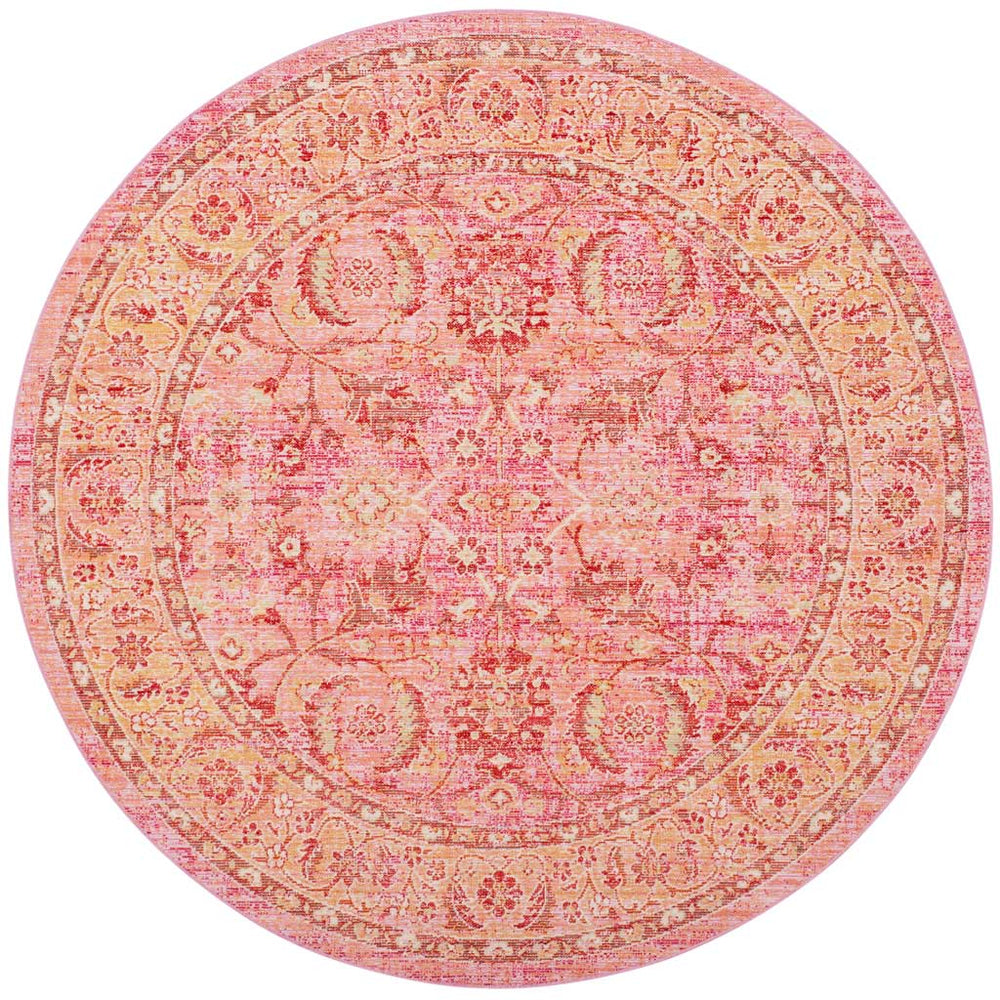 Windsor Pink/Orange Round Rug - Froy.com