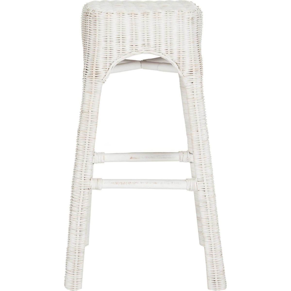 Backless rattan counter stool with a woven seat and sturdy footrest rungs || WIK6501A || front_studio