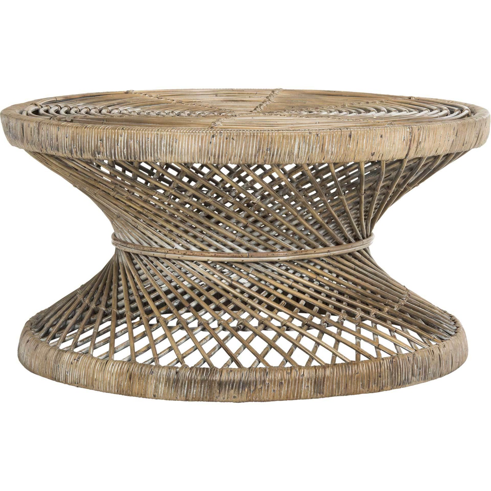 Griffin Bowed Coffee Table Gray White Wash
