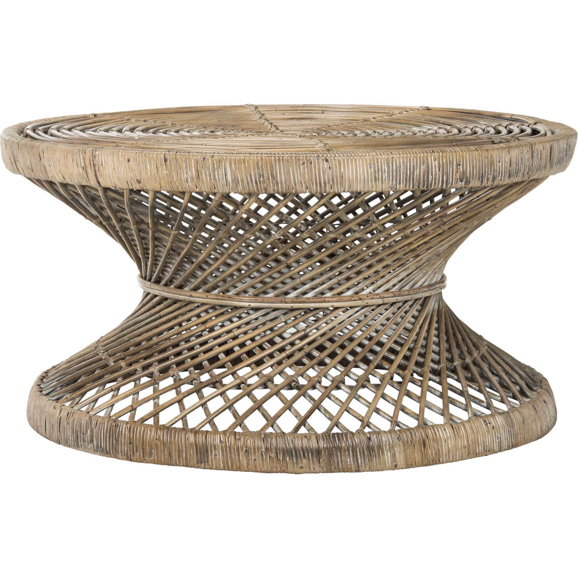 Griffin Bowed Coffee Table Gray White Wash