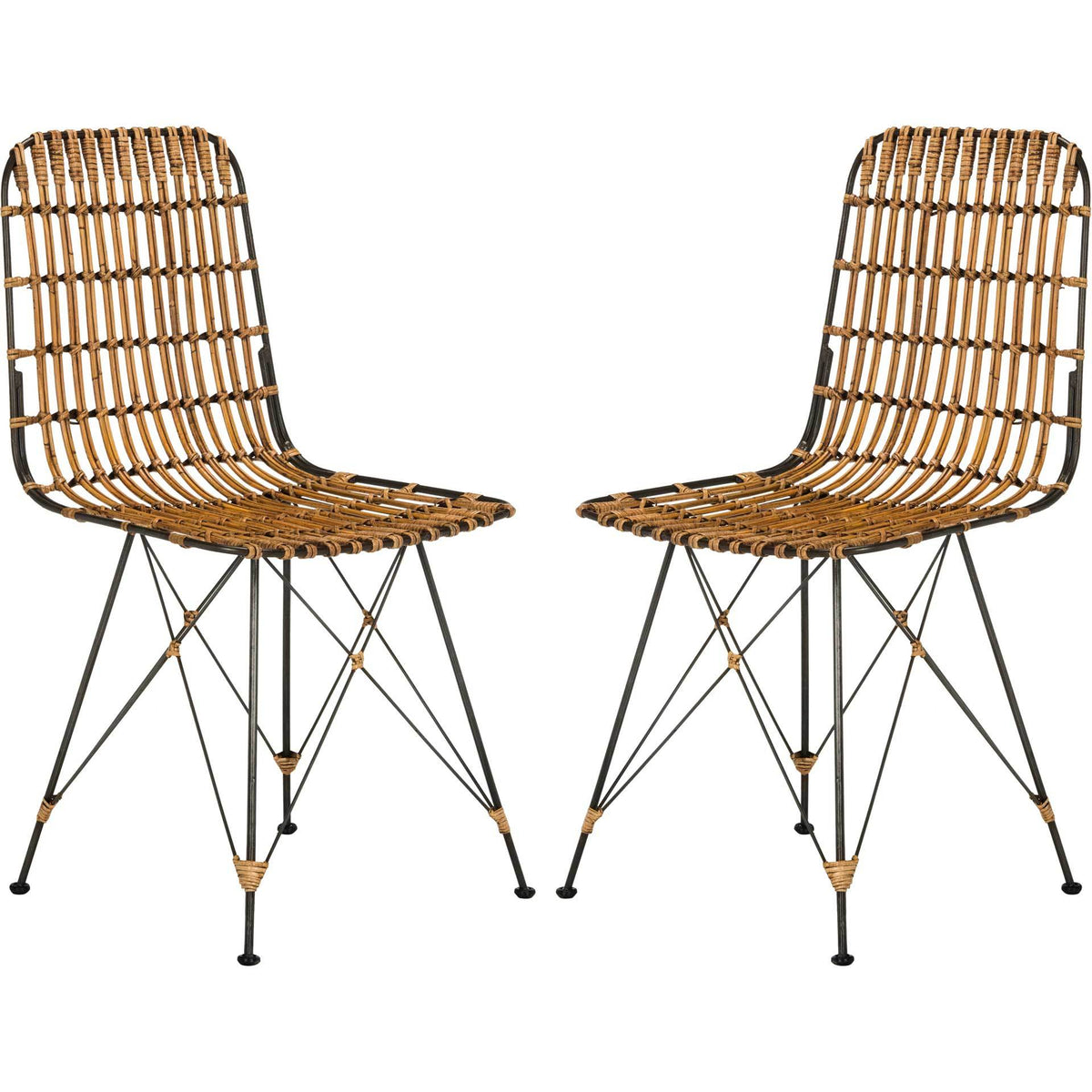 Millie Wicker Dining Chair Natural Brown Wash (Set of 2)