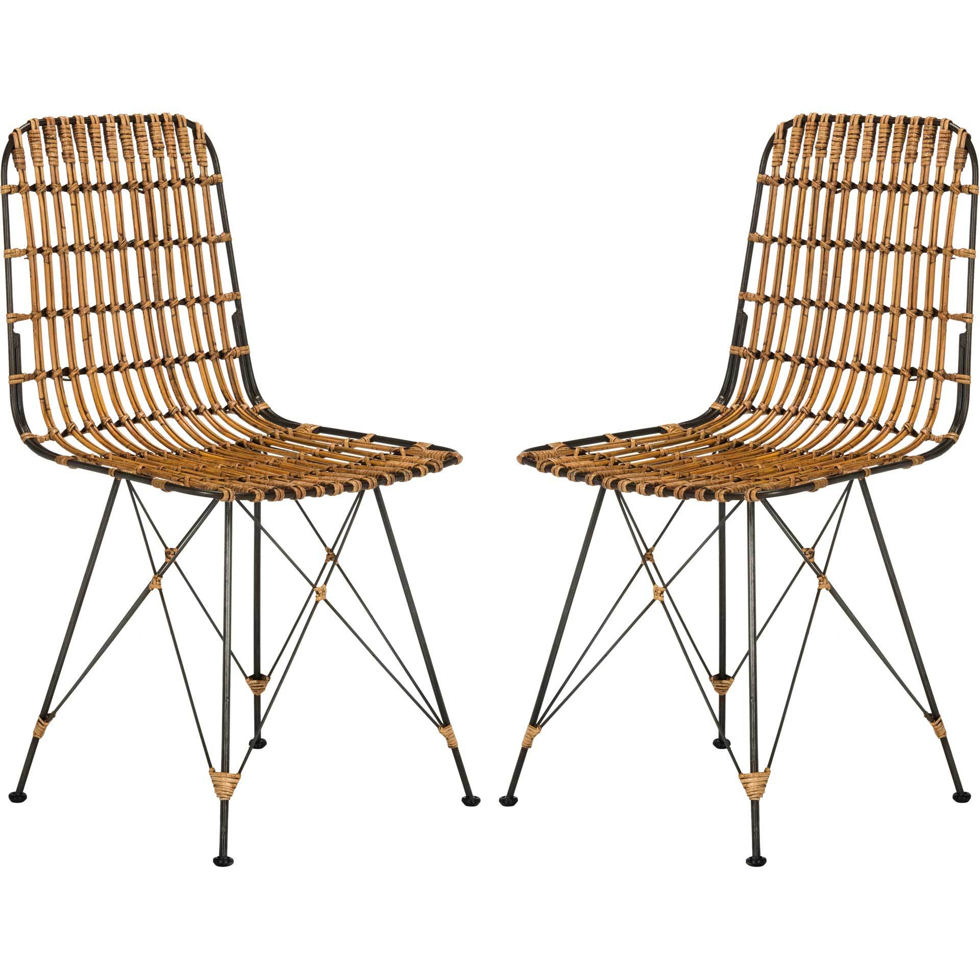 Millie Wicker Dining Chair Natural Brown Wash (Set of 2)