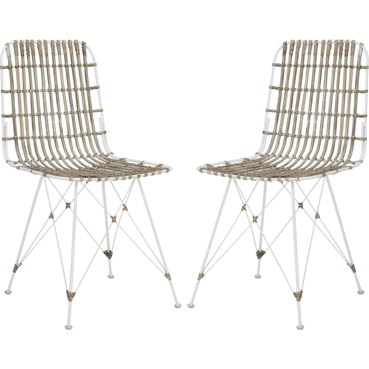 Millie Wicker Dining Chair White Wash (Set of 2)
